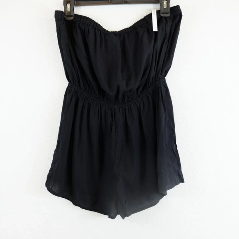 NWT ASOS Romper Sz 6‎ Black Bandeau Tie Open Back Strapless Beach Coverup Retro - Picture 3 of 10